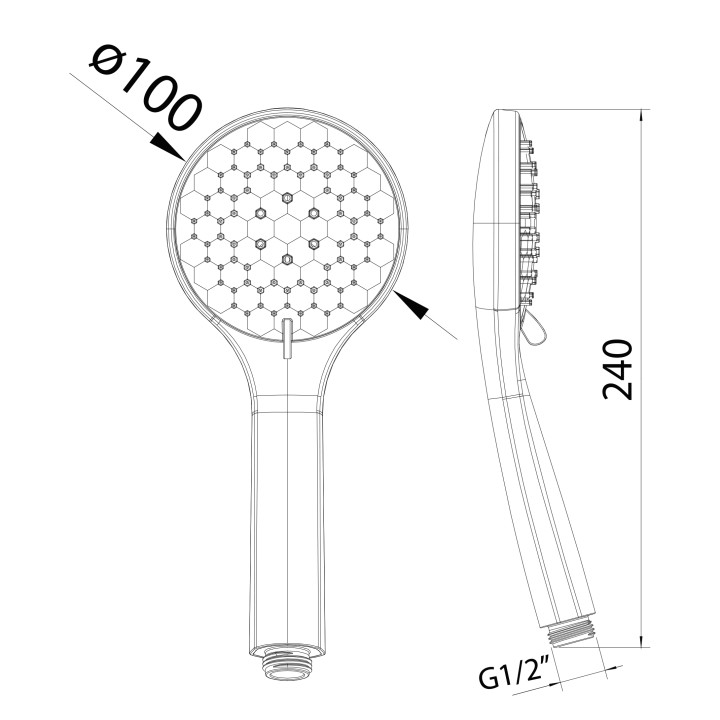 TELEFONO DUCHA ABS Ø100 5F HEXAGON AIR