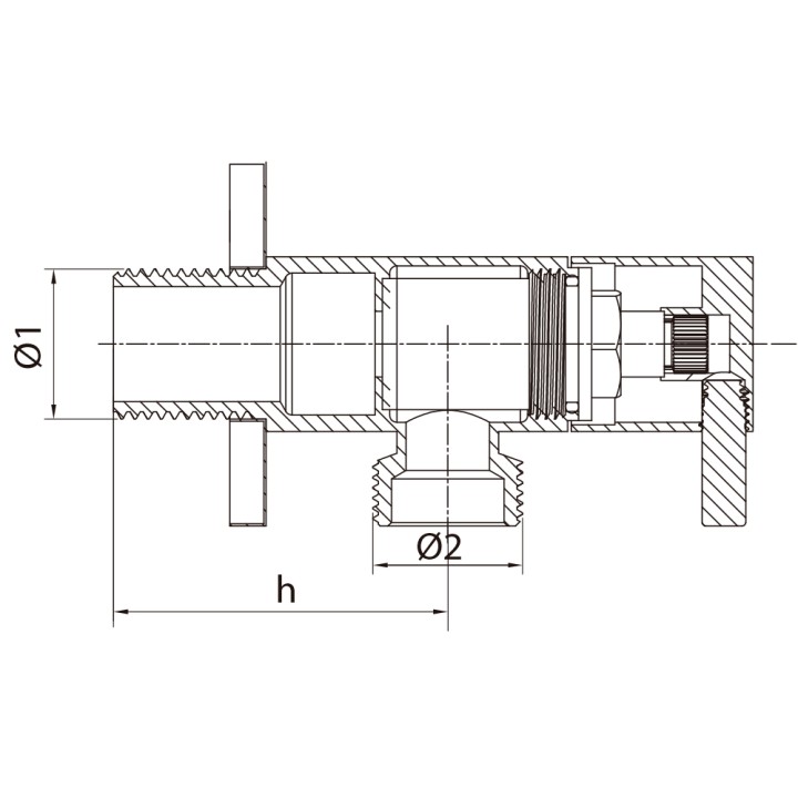 VALVULA ESCUADRA 1/2" X 1/2" AMERICA DESIGN